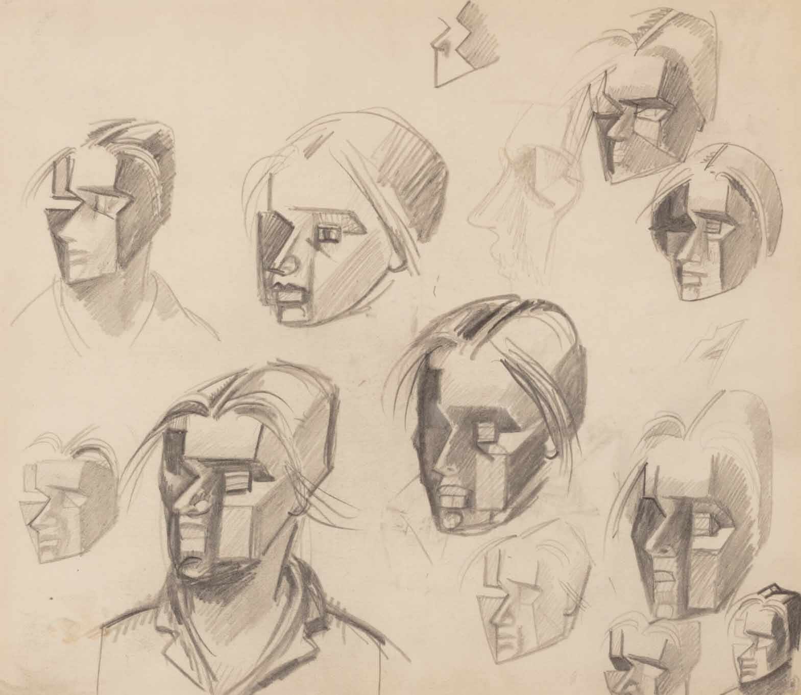 Études de têtes cubistes, 1934/35.